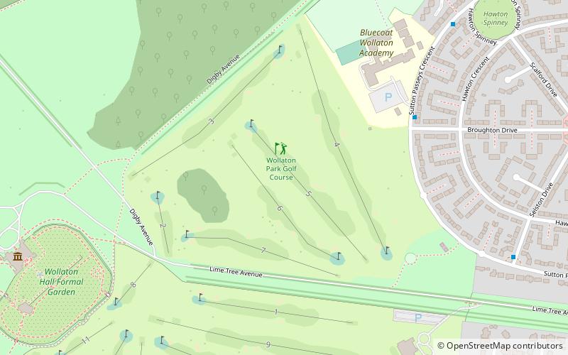 wollaton park golf course nottingham location map