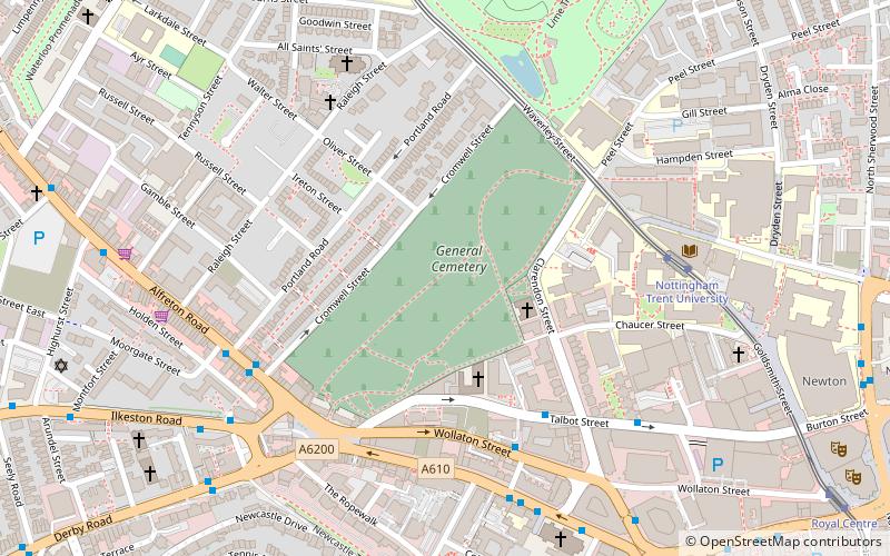 Nottingham General Cemetery location map