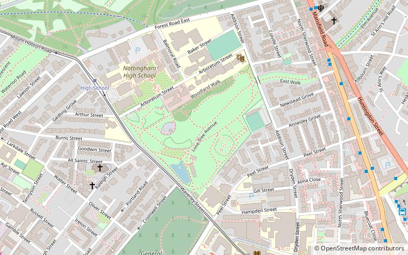 Nottingham Arboretum location map