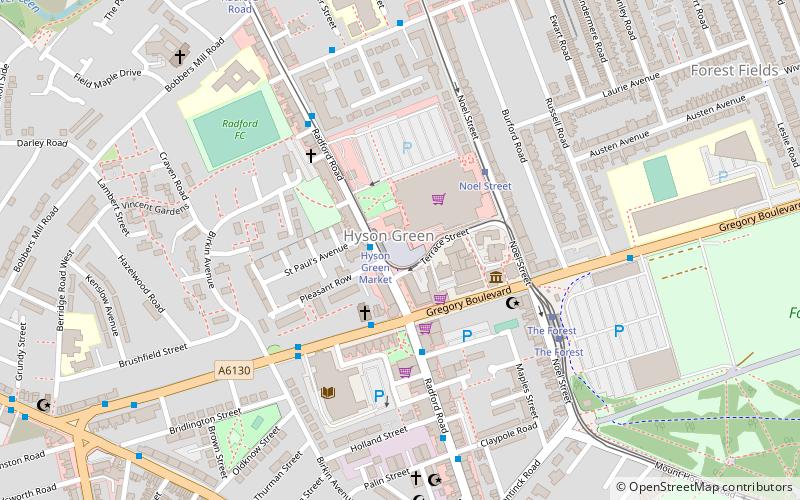 Hyson Green Market tram stop location map