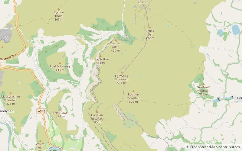 Esclusham Mountain location map