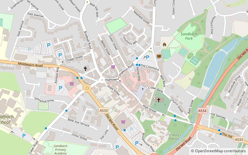 Sandbach Town Hall location map