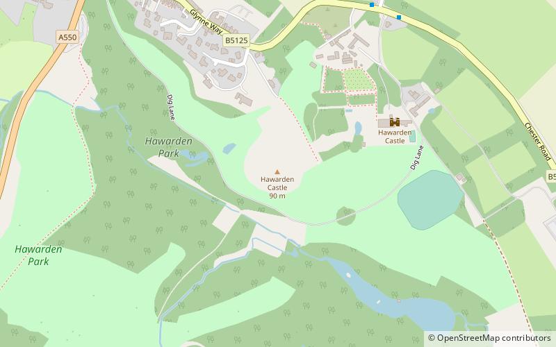Hawarden Castle location map