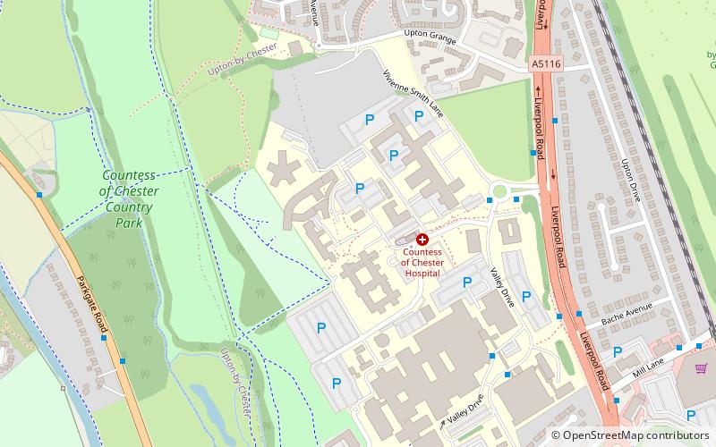 chapel at the countess of chester hospital location map