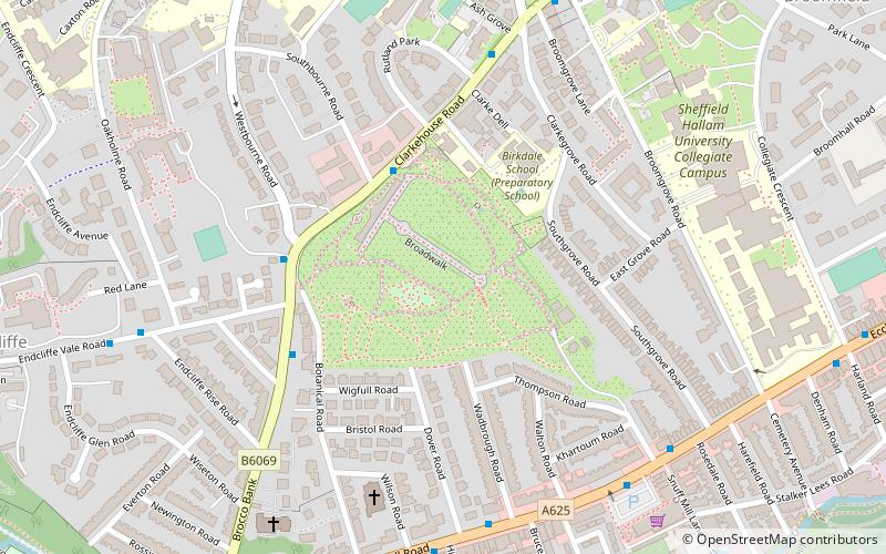 Sheffield Botanical Gardens location map