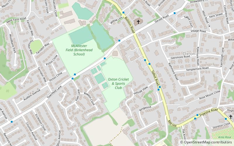 Oxton Cricket Club Ground location map