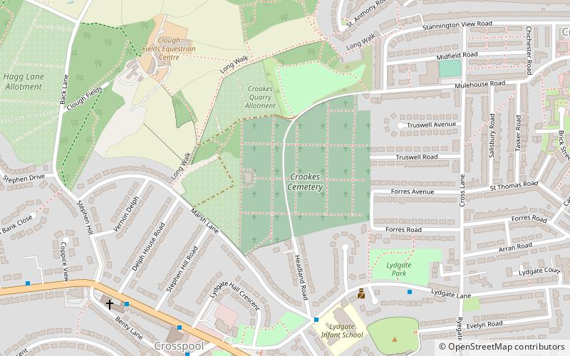 Crookes Cemetery location map