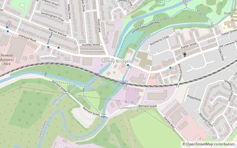 Sankey Bridges location map