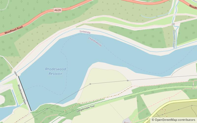 Rhodeswood Reservoir location map
