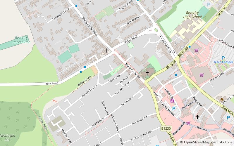 Beverley town walls location map