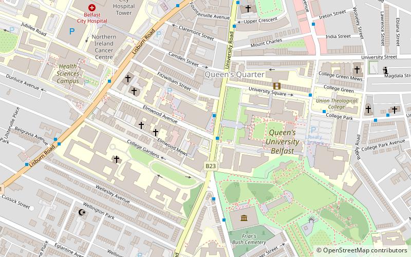 Queen's University Belfast Students' Union location map