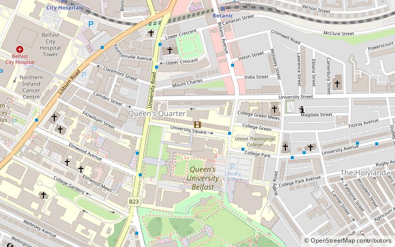 queens film theatre belfast location map