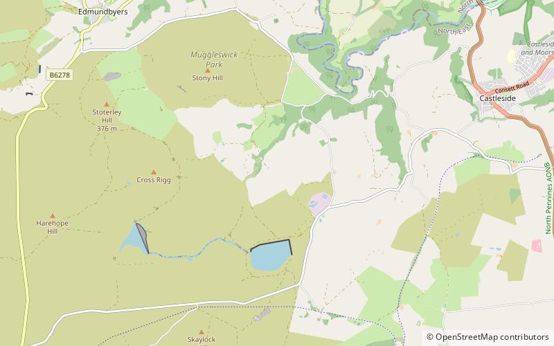Hisehope Burn Valley location map