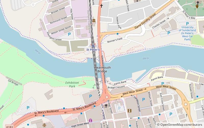 Wearmouth-Brücke location map