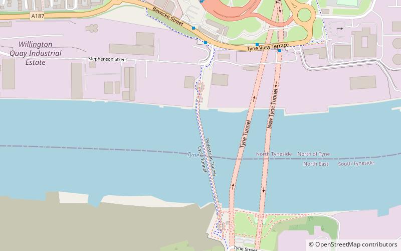 Tyne cyclist and pedestrian tunnels location map