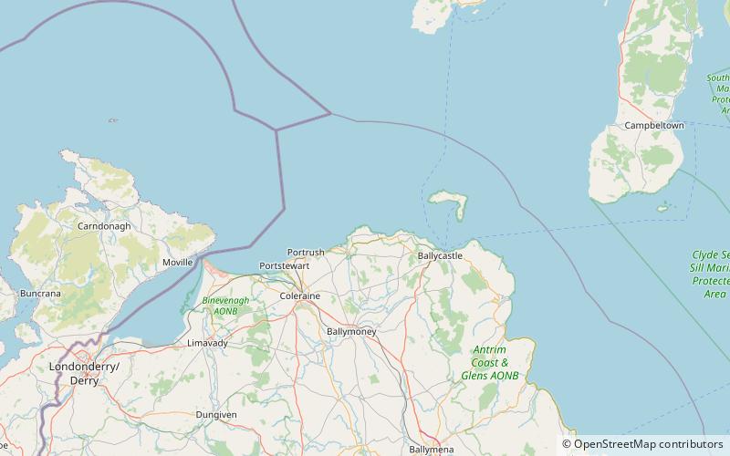 portbraddon cave giants causeway location map