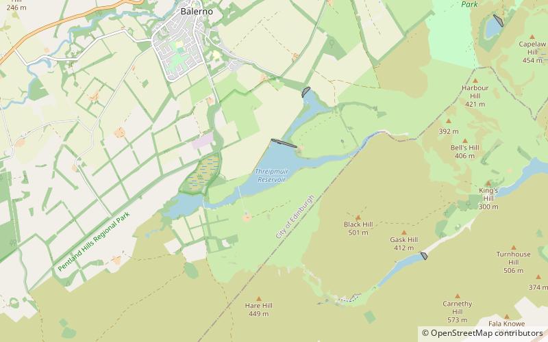 Threipmuir Reservoir location map