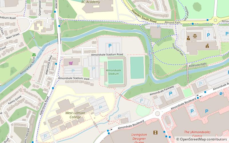 Almondvale Stadium location map