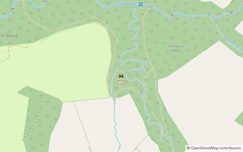 Yester Castle location map