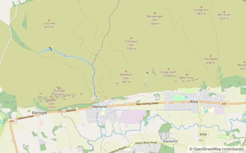 Myreton Hill location map