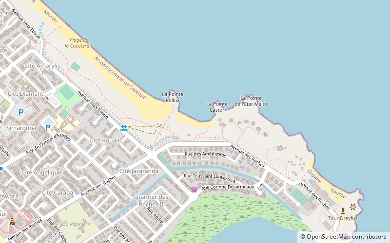 plage pim poum kourou location map