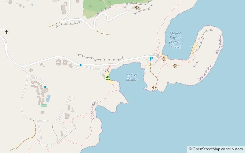 ladiko beach rhodes location map