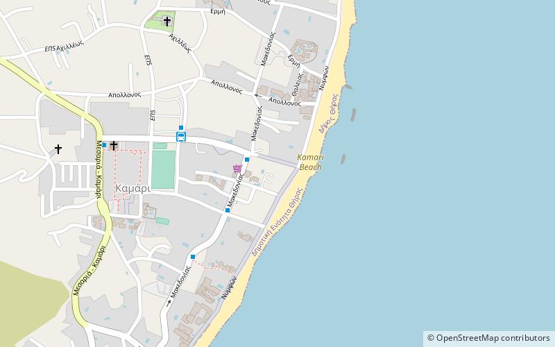 kamari beach santorin location map