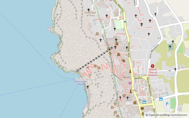 Santorini cable car location map