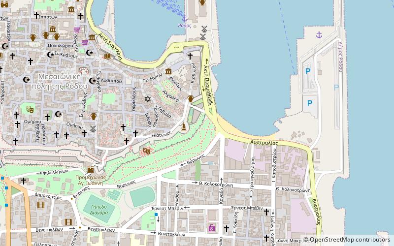 rhodes footbridge rodas location map