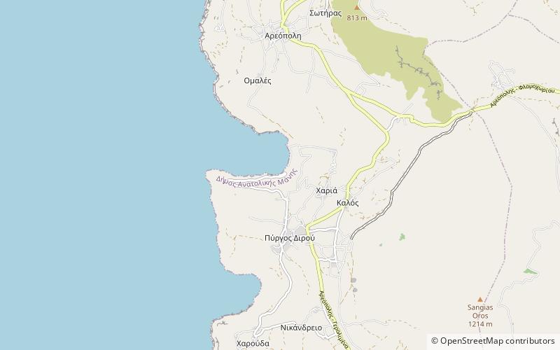 Vlychada cave Diros Mani location map