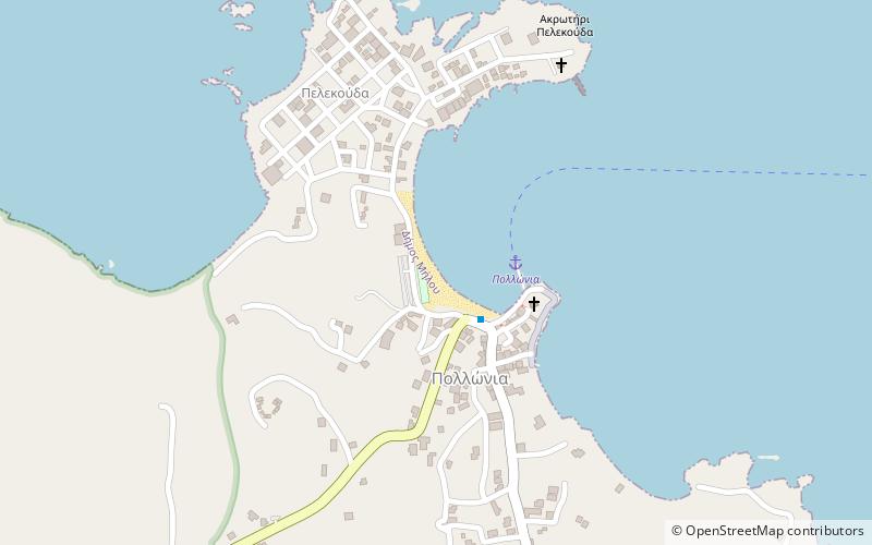 pollonia beach milos location map