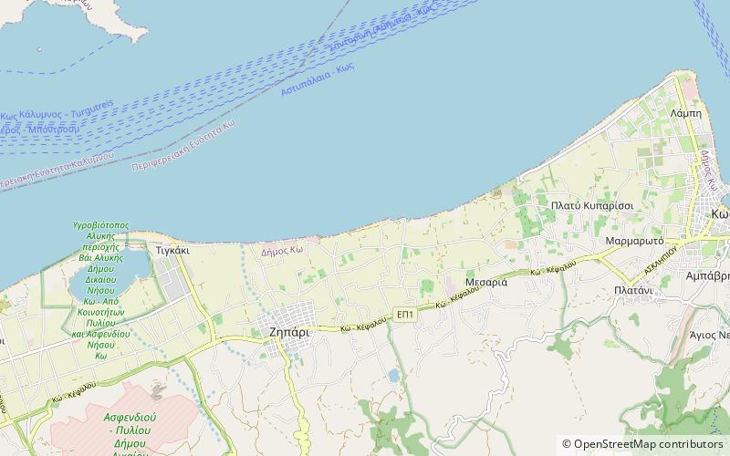 tigaki beach wyspa kos location map