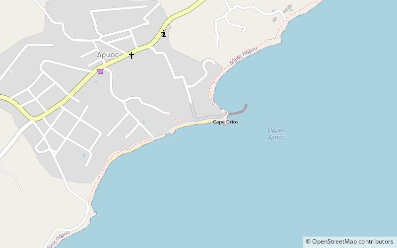 drios beach paros location map