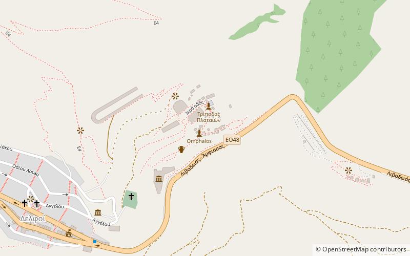 cnidian treasury delphi location map
