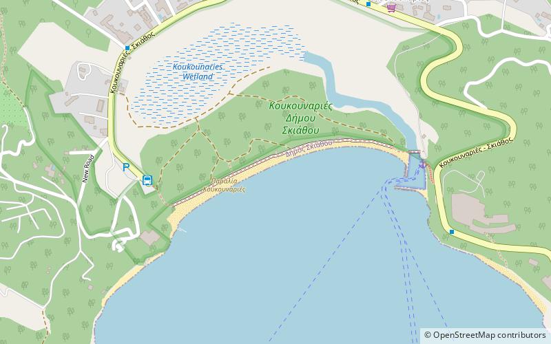 koukounaries beach skiatos location map