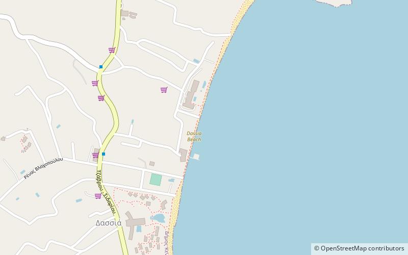holidays dassia beach corfu location map