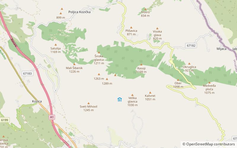 sibenik mountain location map