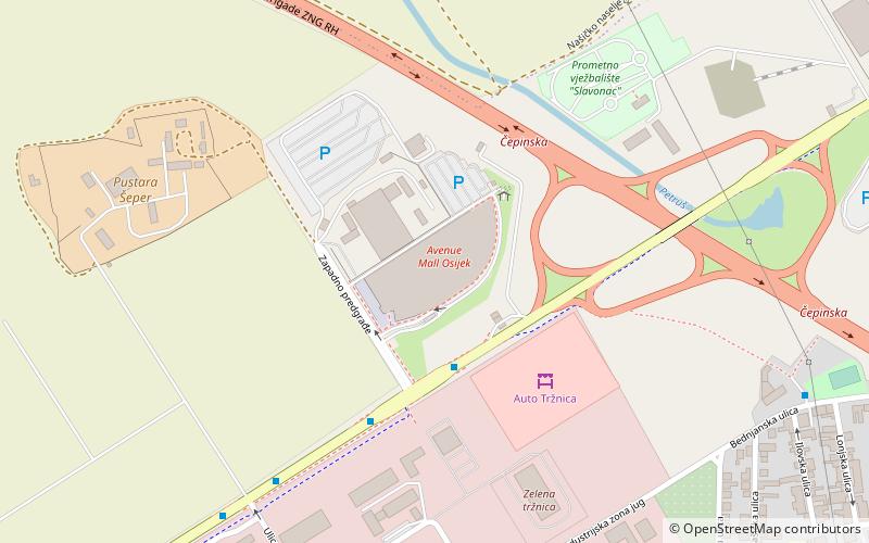 Avenue Mall Osijek location map