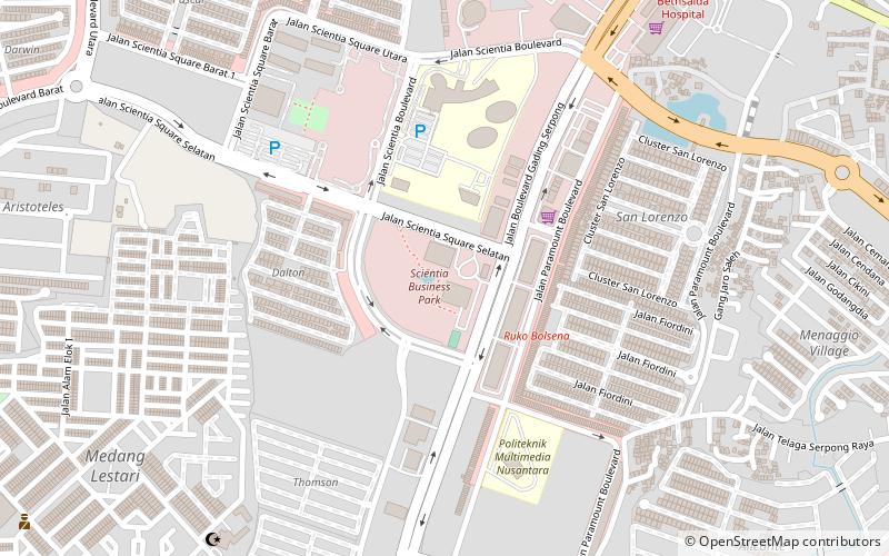 surya university tangerang location map