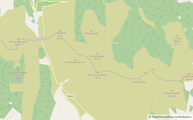 Montañas Knockmealdown location map