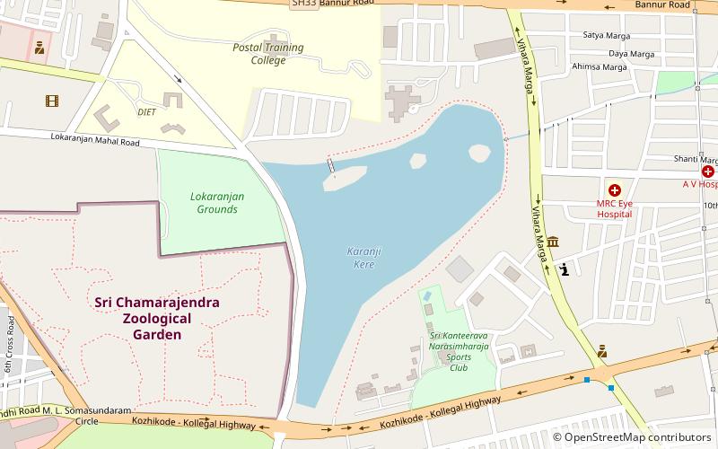 Mysore City lakes location map