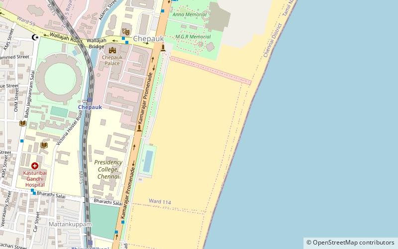 marina beach cennaj location map