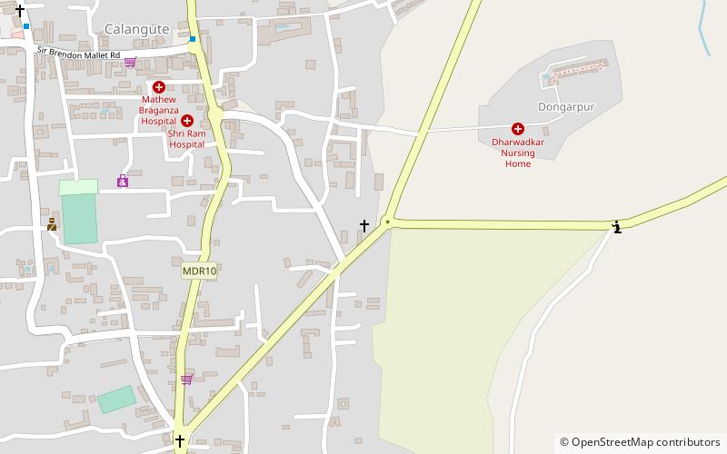st alex church calangute location map