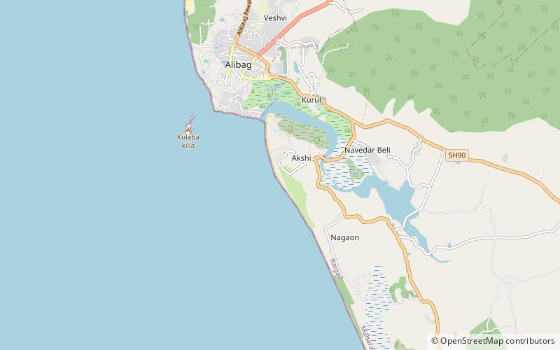 akshi beach alibag location map