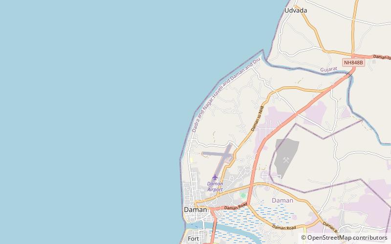 devka beach daman location map