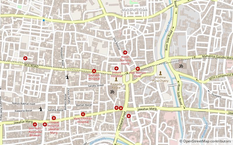 mahatma gandhi town hall indore location map