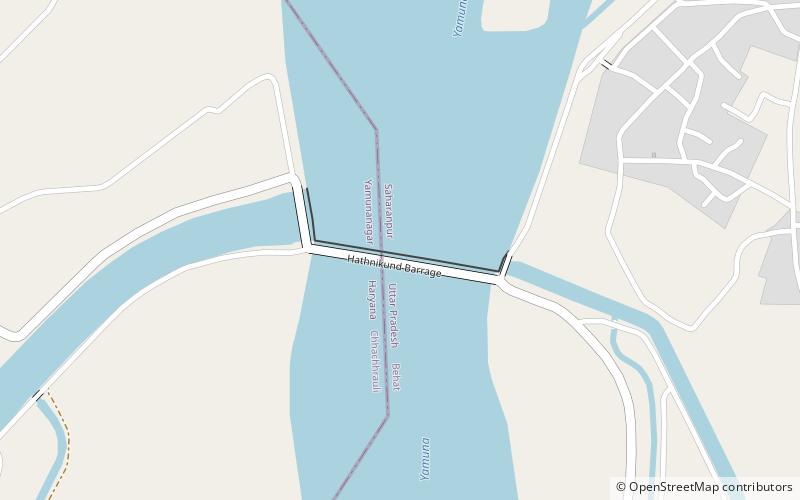 Hathni Kund Barrage location map