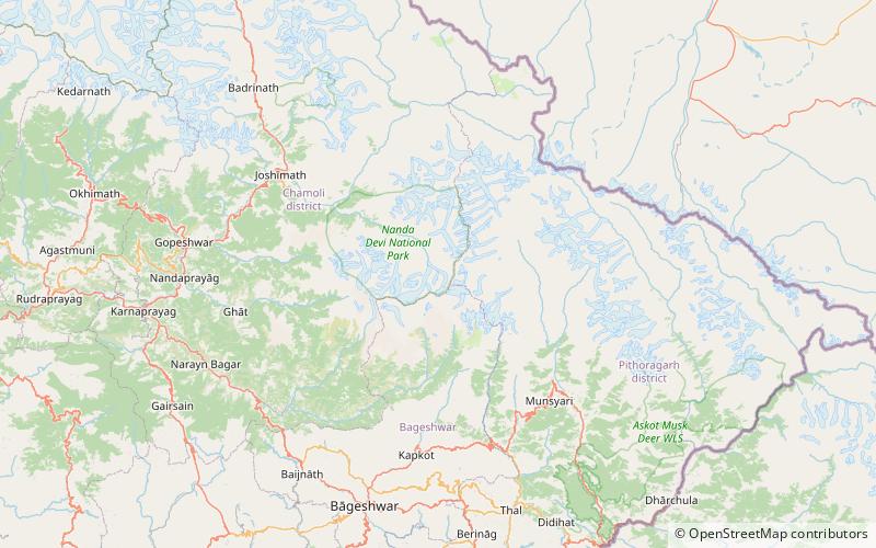 dakshini nanda devi glacier parc national de nanda devi location map