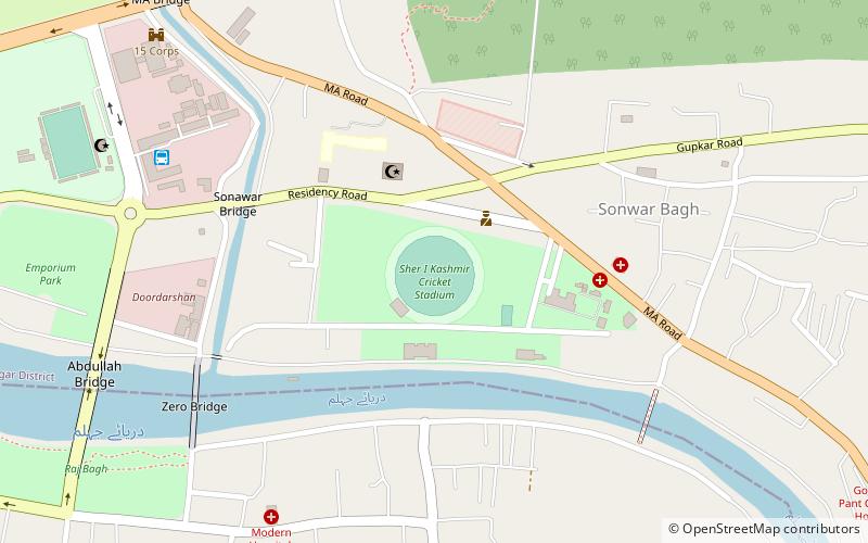 sher i kashmir stadium srinagar location map