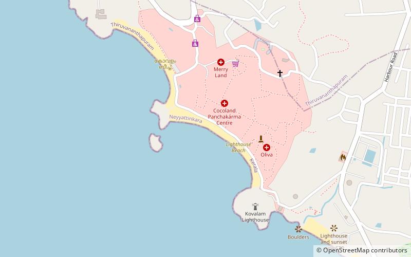 lighthouse beach thiruvananthapuram location map